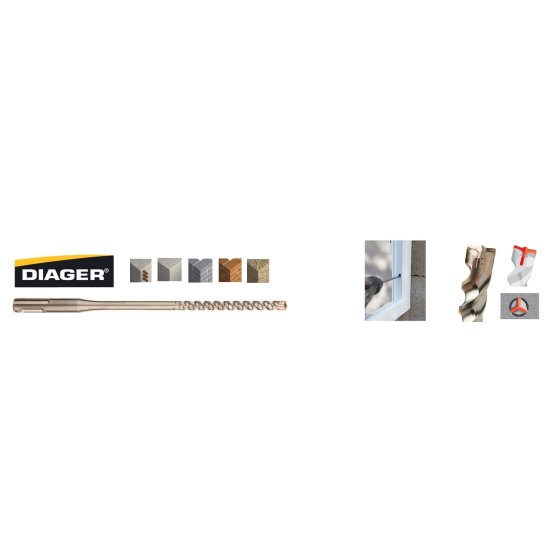 Burghiu SDS-Plus pentru montaj suruburi de tamplarie (WHO) DIAGER 6.5X210 mm, lungime de lucru 150 mm, TSDS6.5X150X210 – Diager TSDS6.5X150X210