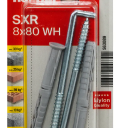 Diblu din nailon cu carlig SHR 8x80 mm Fischer, 563089