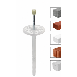 Diblu pentru polistiren cu cui metalic si cap din plastic, zona mare de expandare, LFMG 10x220 mm,, LFMG10220 (set de 10 buc.) Diblu pentru polistiren cu cui metalic si cap din plastic, zona mare de expandare, LFMG 10x220 mm,, LFMG10220 (set de 10 buc.)