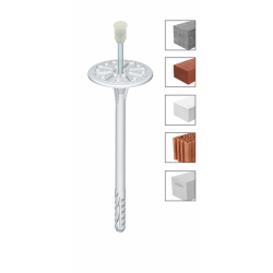 Diblu pentru polistiren cu cui metalic si cap din plastic, LMX 10x140 mm, flansa 60 mm, Klimas Wkret-met, LMX10140 (set de 10 buc.)