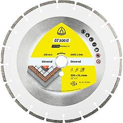 Disc diamantat de debitare DT300 U Extra pentru materiale de constructii si beton, 115X22.23 mm, Klingspor DK115U