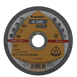 Disc de debitare Kronenflex A346 Extra pentru inox si otel, 125X1.6X22.23 mm, Klingspor A346125
