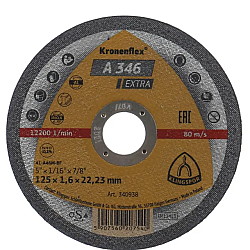 Disc de debitare Kronenflex A346 Extra pentru inox si otel, 125X1.6X22.23 mm, KLINGSPOR A346125 Disc de debitare Kronenflex A346 Extra pentru inox si otel, 125X1.6X22.23 mm, KLINGSPOR A346125