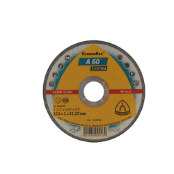 Disc de debitare Kronenflex A60 Extra pentru inox si metal universal, cu bavuri reduse, 115X1X22.23 mm, KLINGSPOR A60115