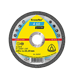 Disc de debitare Kronenflex A60 Extra pentru inox si metal universal, cu bavuri reduse, 125X1X22.23 mm, Klingspor A60125
