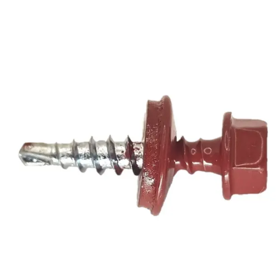 Surub autoforant, pentru lemn, cu cap hexagonal si saiba EPDM, 4.8X55mm RAL3011 – Duplifix AHG4,8X553011