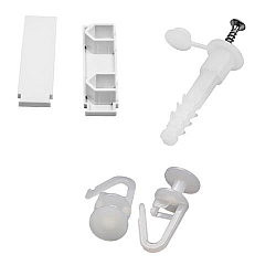 Accesorii pentru sina perdea economica 1.5 m (30 inele + 5 dibluri + 5 holsuruburi + 2 capete de capat)