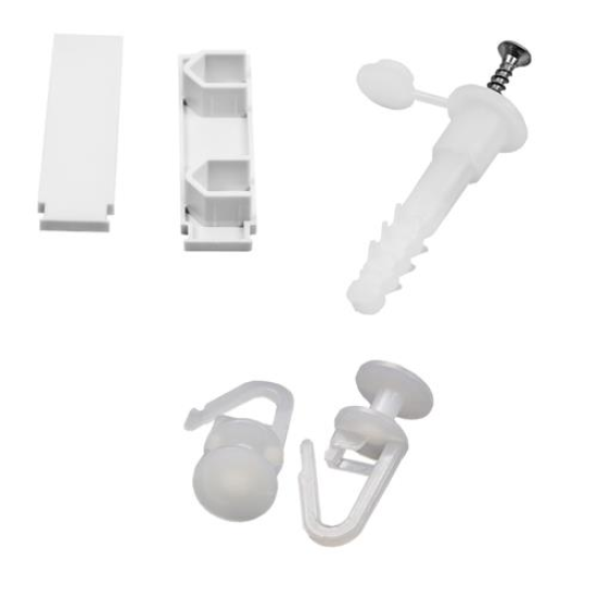 Set accesorii pentru sina de perdea 1.5 m (30 inele + 5 dibluri + 5 holsuruburi + 2 capete de capat) ACP1,5 – TEMA ACP1,5
