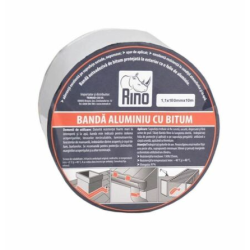 RINO Banda aluminiu cu bitum 1,1mmx75mmx10m RINO Banda aluminiu cu bitum 1,1mmx75mmx10m