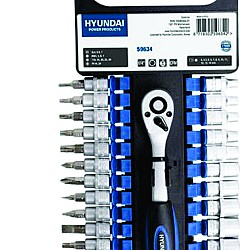 Set 27 chei clichet cu tubulare + biti 1/4, Hyundai HY-59634