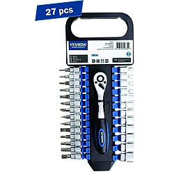 Hyundai HY-59634 - set 27 chei clichet tubulare plus biti 1/4 