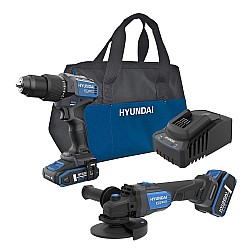 Hyundai HD20X-60 + AG20X-115 - Set masina de gaurit si insurubat brushless cu percutie si polizor unghiular performant