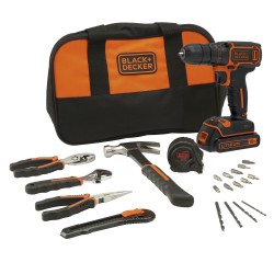 Masina de gaurit si insurubat cu acumulator Black Decker BDCDC18HTSA-QW, 18 V, 1.5 Ah, geanta si unelte
