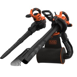 Suflanta si aspirator cu tocator pentru frunze cu grebla 3-in-1 Black & Decker BEBLV301-QS, putere 3000 W, sac de colectare 70 L, putere aspirare max. 15 mc/min, viteza maxima suflare 404 km/h, raport maruntire 16:1