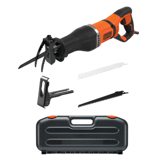 Fierastrau sabie Black Decker BES301K-QS, 750 w, 0-2800 curse pe minut, lungime cursa 20mm, 2 panze si valiza transport – Black& Decker BES301K-QS