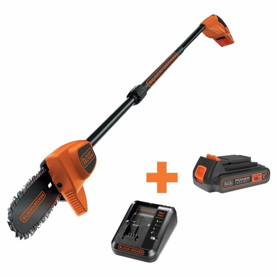 Fierastrau emondor cu acumulator 18V Black Decker GPC1820L20-QW, lama 20 cm, inaltime max. de taiere 2.9 m, livrat cu 1 x acumulator de 2.0 Ah si incarcator – Black& Decker GPC1820L20-QW