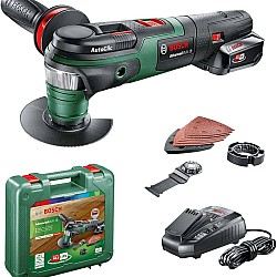 Unealta multifunctionala oscilanta cu acumulator 18V Bosch Advanced Multi 18, livrata cu accesorii, 1 x acumulator 18V PBA 2.5 Ah si valiza transport