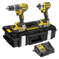 Set 2 scule profesionale pe acumulator DeWALT DCK266P2, 18V, motor fara perii, masina de gaurit DCD796, masina de insurubat cu impact DCF887, 2x acumulator 5 Ah, incarcator rapid, cutie transport TSTAK