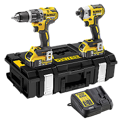 Set 2 scule profesionale pe acumulator DeWALT DCK266P2, 18V, motor fara perii, masina de gaurit DCD796, masina de insurubat cu impact DCF887, 2x acumulator 5 Ah, incarcator rapid, cutie transport TSTAK