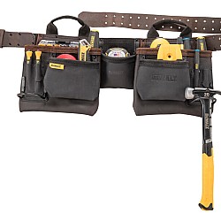 Centura din piele pentru scule Dewalt DWST50112-1, buzunare multiple, suport dublu pentru ciocane