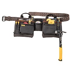 Centura din piele pentru scule Dewalt DWST50112-1, buzunare multiple, suport dublu pentru ciocane