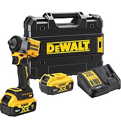 Masina de insurubat cu impact cu acumulator 18V DeWalt DCF922P2T-QW, prindere 1/2 inch patrat, motor fara perii, 406 Nm, livrata cu acumulatori 2 x 5 ah, incarcator si valiza Tstak