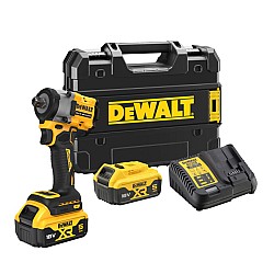 Masina de insurubat cu impact cu acumulator 18V DeWalt DCF922P2T-QW, prindere 1/2 inch patrat, motor fara perii, 406 Nm, livrata cu acumulatori 2 x 5 ah, incarcator si valiza Tstak