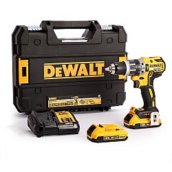 Masina compacta de gaurit cu percutie cu acumulatori DeWalt DCD796D2-QW, motor fara perii, 18V XR Li-Ion 2,0Ah