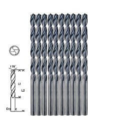Set 10 burghie pentru metal HSS-R HAWERA 5.0 x 52 x 86 mm