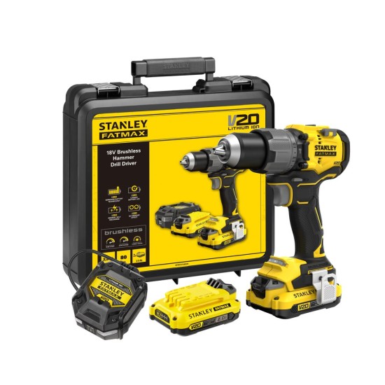 STANLEY SFMCD726D2K-QW – Masina de gaurit si insurubat cu percutie cu acumulator 18V Stanley SFMCD726D2K-QW, motor fara perii, mandrina metalica, iluminare LED, 80nM, 2 x acumulator 2.0 Ah, incarcator si valiza transport Masina de gaurit si insurubat cu percutie cu acumulator 18V Stanley SFMCD726D2K-QW, motor fara perii, mandrina metalica, iluminare LED, 80nM, 2 x acumulator 2.0 Ah, incarcator si valiza transport – STANLEY SFMCD726D2K-QW