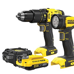 Set 2 scule Stanley FatMax SFMCK210D1-QW masina de gaurit cu percutie, lanterna Led cu acumulator, 1 x 2 ah Set 2 scule Stanley FatMax SFMCK210D1-QW masina de gaurit cu percutie, lanterna Led cu acumulator, 1 x 2 ah
