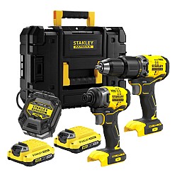 Set 2 scule Stanley FatMax SFMCK461D2T-QW masina de gaurit cu percutie, masina de insurubat cu impact, motor fara perii, 2 x 2 ah + valiza transport