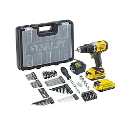 Masina de gaurit si insurubat cu percutie cu acumulator 18V Stanley SFMCD715D2A-QW, motor fara perii, 60nM, 2 x acumulator 2.0 Ah, incarcator, valiza transport si 100 de accesorii Masina de gaurit si insurubat cu percutie cu acumulator 18V Stanley SFMCD715D2A-QW, motor fara perii, 60nM, 2 x acumulator 2.0 Ah, incarcator, valiza transport si 100 de accesorii