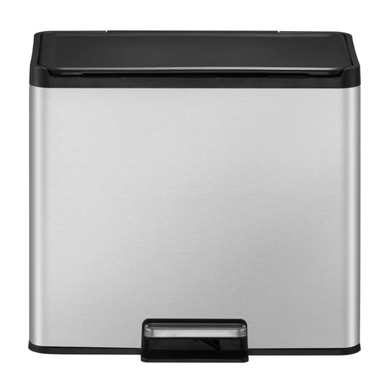 Coș de gunoi cu pedală Essential, argintiu mat, 2x15 L