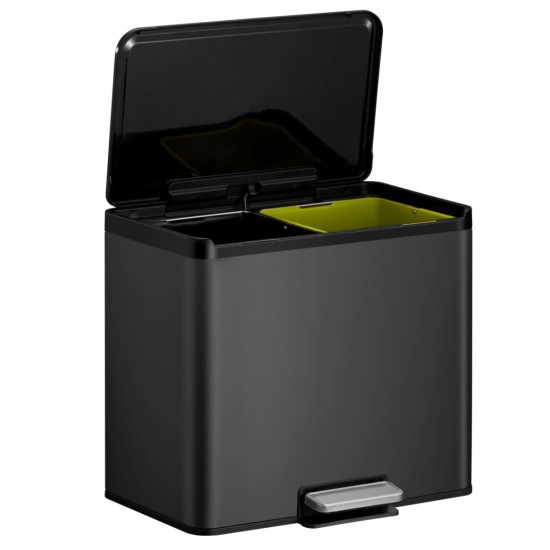 Coș de gunoi cu pedală Essential, negru, 2x15 L