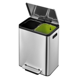 Coș de gunoi cu pedală EcoCasa, argintiu mat, 2x15 L