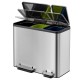 Coș de gunoi cu pedală EcoCasa, argintiu mat, 3x15 L Coș de gunoi cu pedală EcoCasa, argintiu mat, 3x15 L