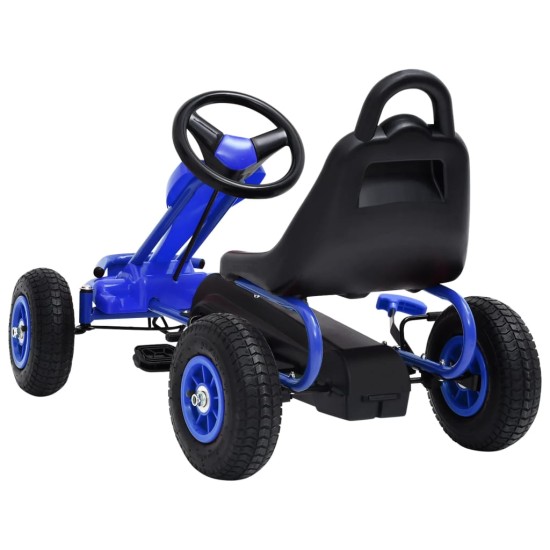 Mașinuță kart cu pedale și roți pneumatice, albastru