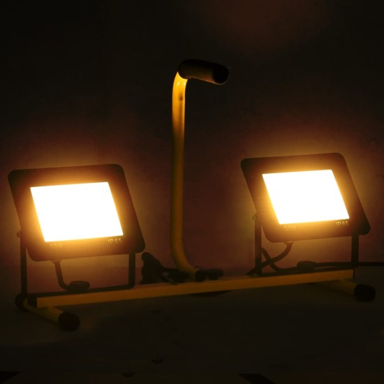 Proiector cu LED și mâner, 2x50 W, alb cald