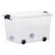 Cutii de depozitare cu roți/capace, 2 buc., transparent, 40 L Cutii de depozitare cu roți/capace, 2 buc., transparent, 40 L
