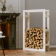 Rastel pentru lemne de foc, alb, 60x25x100 cm, lemn masiv pin
