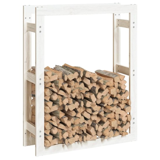 Rastel pentru lemne de foc, alb, 80x25x100 cm, lemn masiv pin