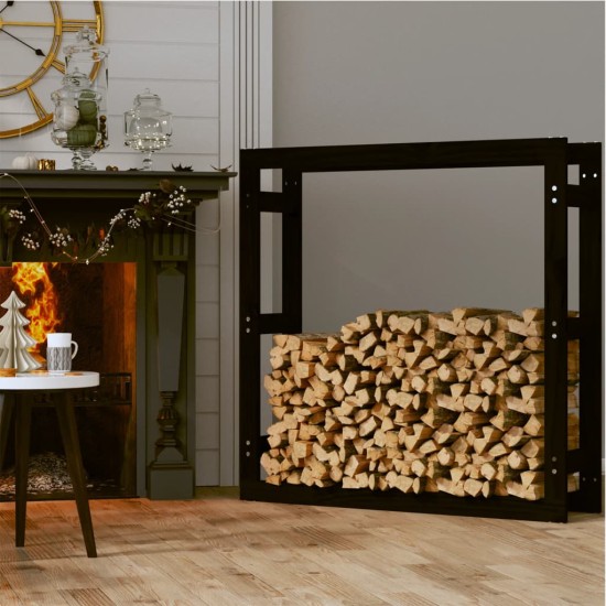 Rastel pentru lemne de foc, negru, 100x25x100 cm lemn masiv pin