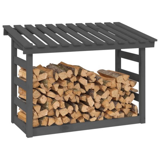 Rastel pentru lemne de foc, gri, 108x64,5x78 cm, lemn masiv pin