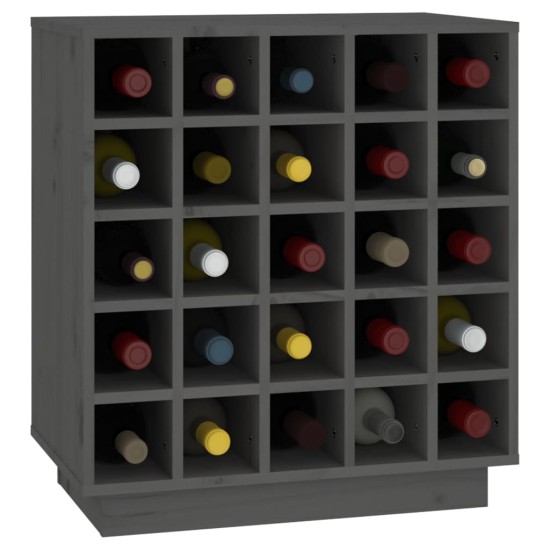 Dulap de vinuri, gri, 55,5x34x61 cm, lemn masiv de pin
