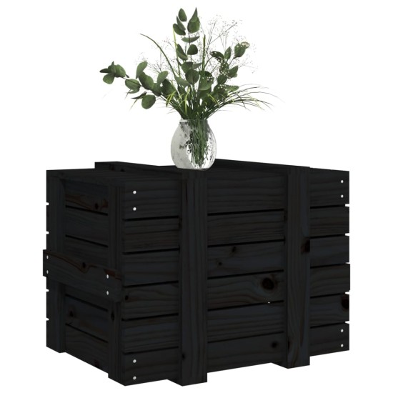 Cutie de depozitare, negru, 58x40,5x42 cm, lemn masiv de pin