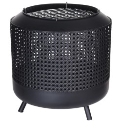 Coș de foc cu grilaj pentru grătar, negru, 50x51 cm