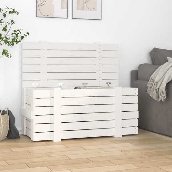 Cutie de depozitare, alb, 91x40,5x42 cm, lemn masiv de pin