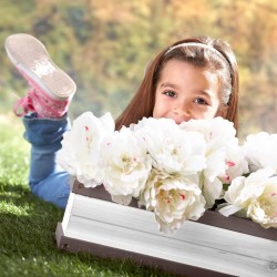 Ghiveci de flori pentru căsuța de joacă, gri și alb