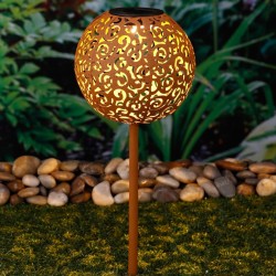 Lampă cu LED solară pentru grădină, ușoară, 18 cm, maro, metal